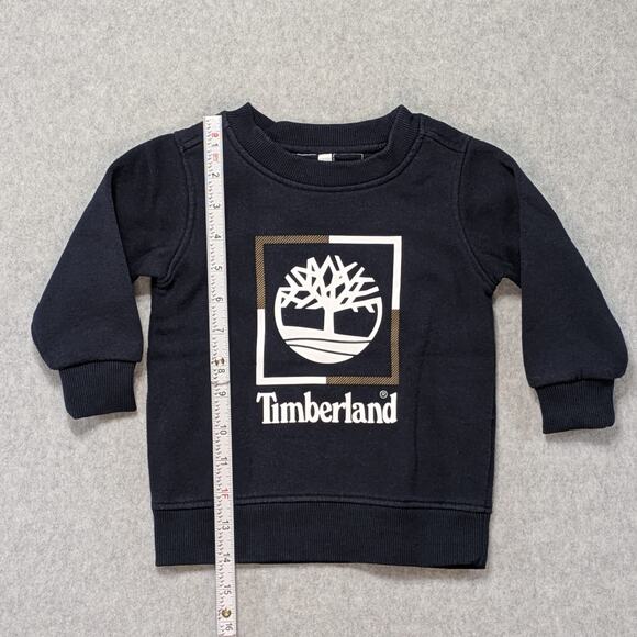 Timberland Baby Boy 18M Navy Blue Logo Sweatshirt Pullover Crew Neck Casual - Picture 5 of 9